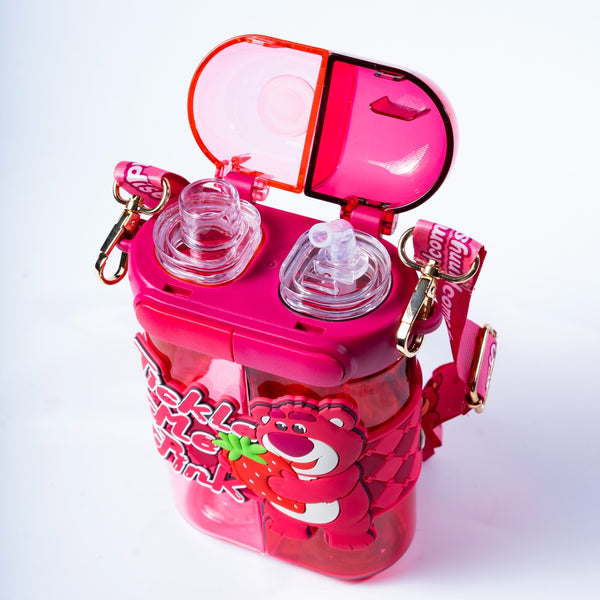 Two in One Water Bottle Pink(Lotso) Bottle (640ML)