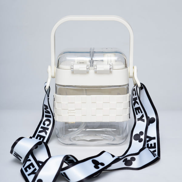 Dual Water Bottle with handle Black n white (Mickey) 500ml